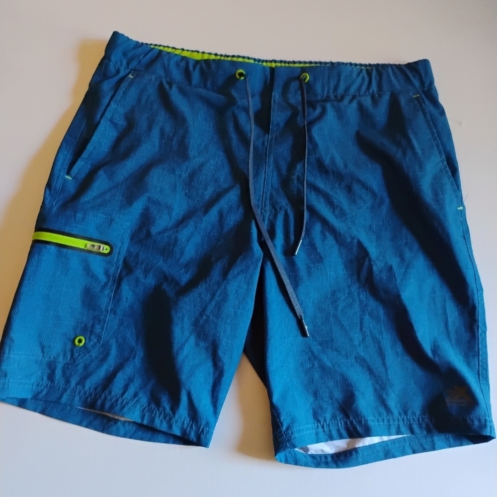 ZeroXposur Blue‎ Swim Trunks with Neon Accents